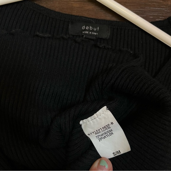 Crop top black v neck ribbed medium - Picture 5 of 6